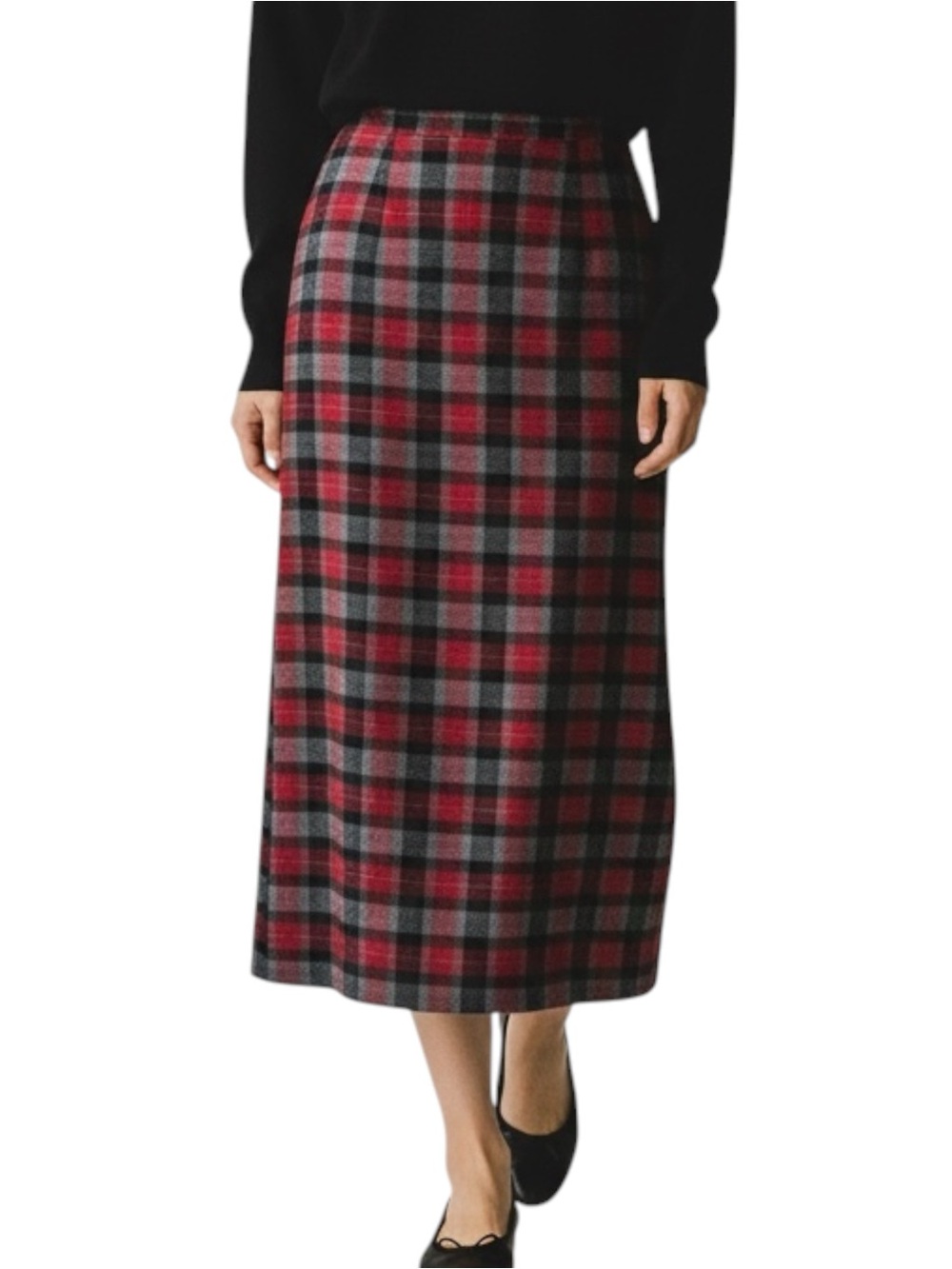 Crazy Horse Red Black Gray Plaid Maxi Academia Skirt Size 14 Preppy EuroGirl